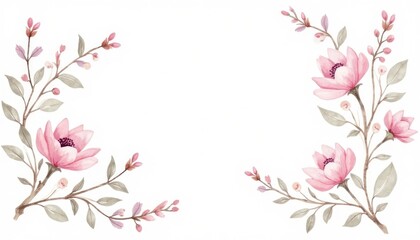 Delicate floral corner design with pastel blossoms and leaves.