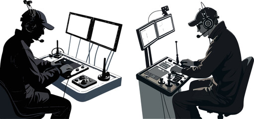 Drone Pilot or Operator Controlling a UAV from a Ground Control Station
