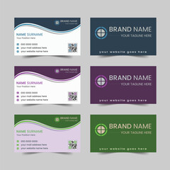 Corporate business card design template set.

