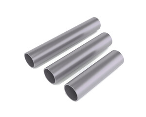 Steel metal pipes, industrial products, Galvanized and stainless, 3D rendering.
