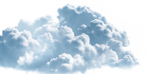 Fluffy cumulus clouds with blue sky isolated on a transparent background image