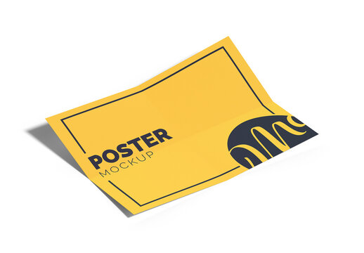 Folded Horizontal Poster Mockup
