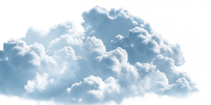 Fluffy cumulus clouds with blue sky isolated on a transparent background image