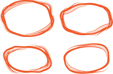 abstract red colorful art line doodle scribble circles set