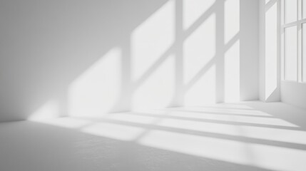Obraz premium Empty room with sunlit shadows.