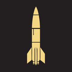 Obraz premium Flat Military Rocket Vector – Clean Missile Silhouette Design in Monochrome