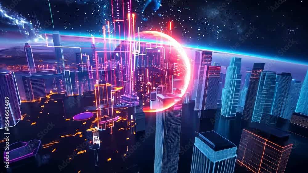 Poster stunning computer-generated image of a futuristic planet