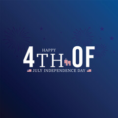 Happy 4th of July Vector with Fireworks and US Flag Illustration