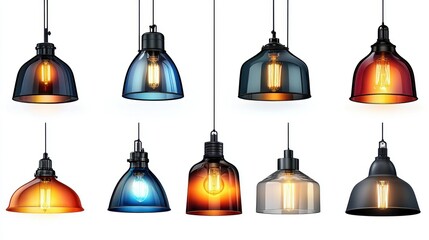 Fototapeta premium Set of pendant lamps in various colors