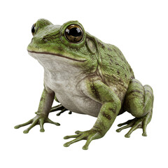 Obraz premium Realistic Green Frog – Sitting Amphibian Side View – PNG Clipart