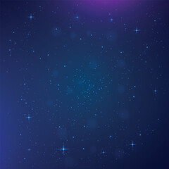 night sky with a dark gradient, mostly blue and purple tones. Small white stars and light spots are scattered on the background, creating the effect of a starry sky.