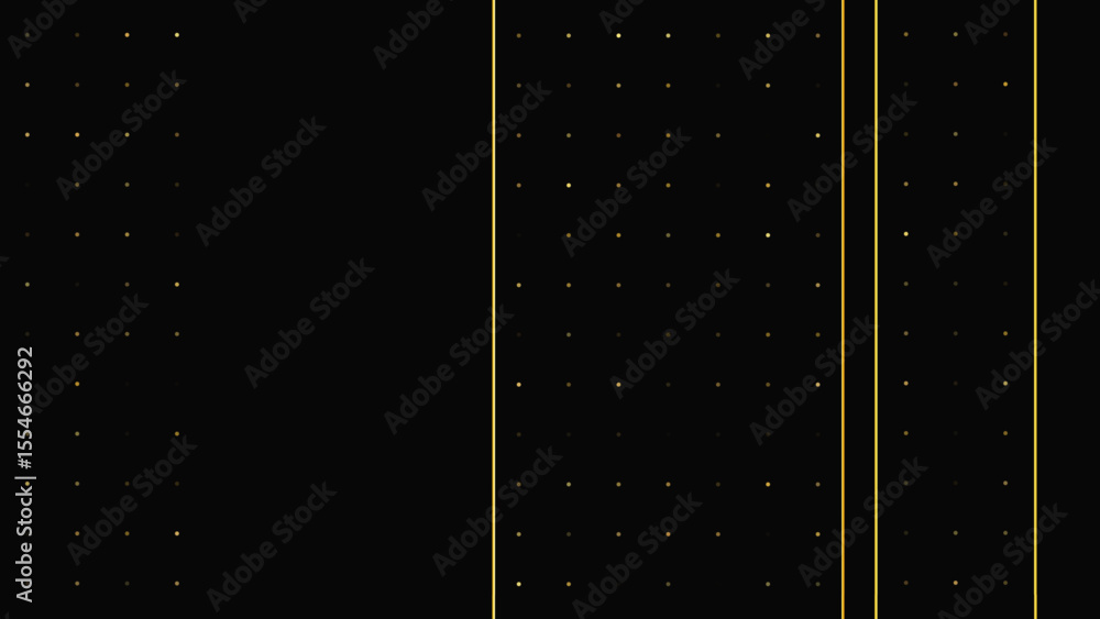 Poster dark background with golden lines and glittering dots