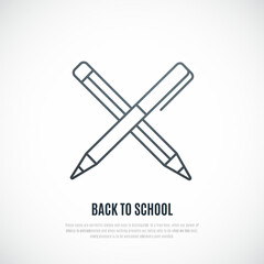 Back to School emblem. Pen and pencil symbols of study. Vector template.