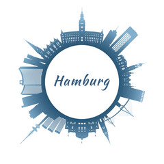 Hamburg skyline with colorful buildings. Circular style. Stock vector illustration