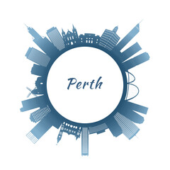 Perth skyline with colorful buildings. Circular style. Stock vector illustration