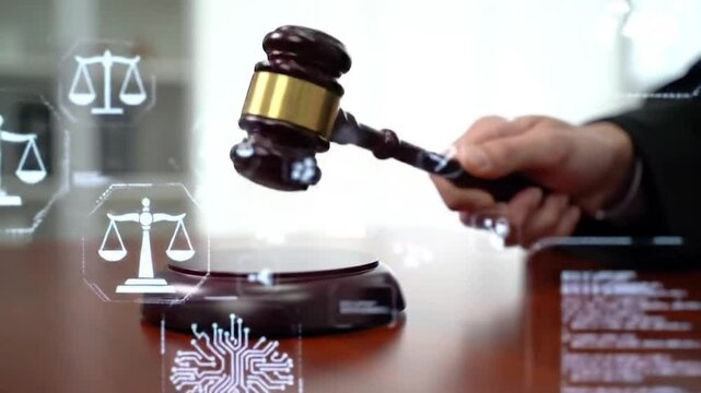 Digital Law and Cyber Justice Concept

