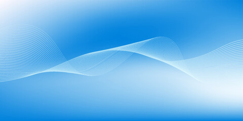 Abstract blue gradient background with shining lines waves. Minimalist background for banner, poster, cover, brochure, flyer, website