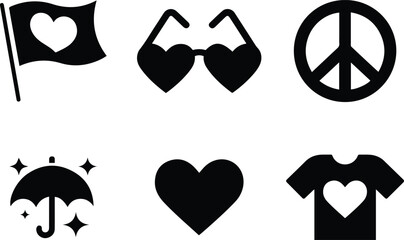 Love and Peace Icon Set vector illustration.