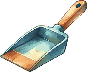 Vector watercolor painted illustration of a dustpan