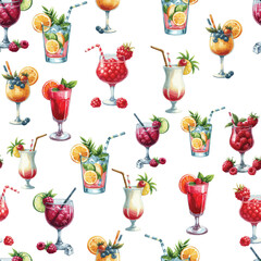 Seamless vector texture with summer cocktails