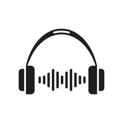 Creative headphone with sound wave vector icon. Ideal for music apps, audio branding, podcast covers, and entertainment media