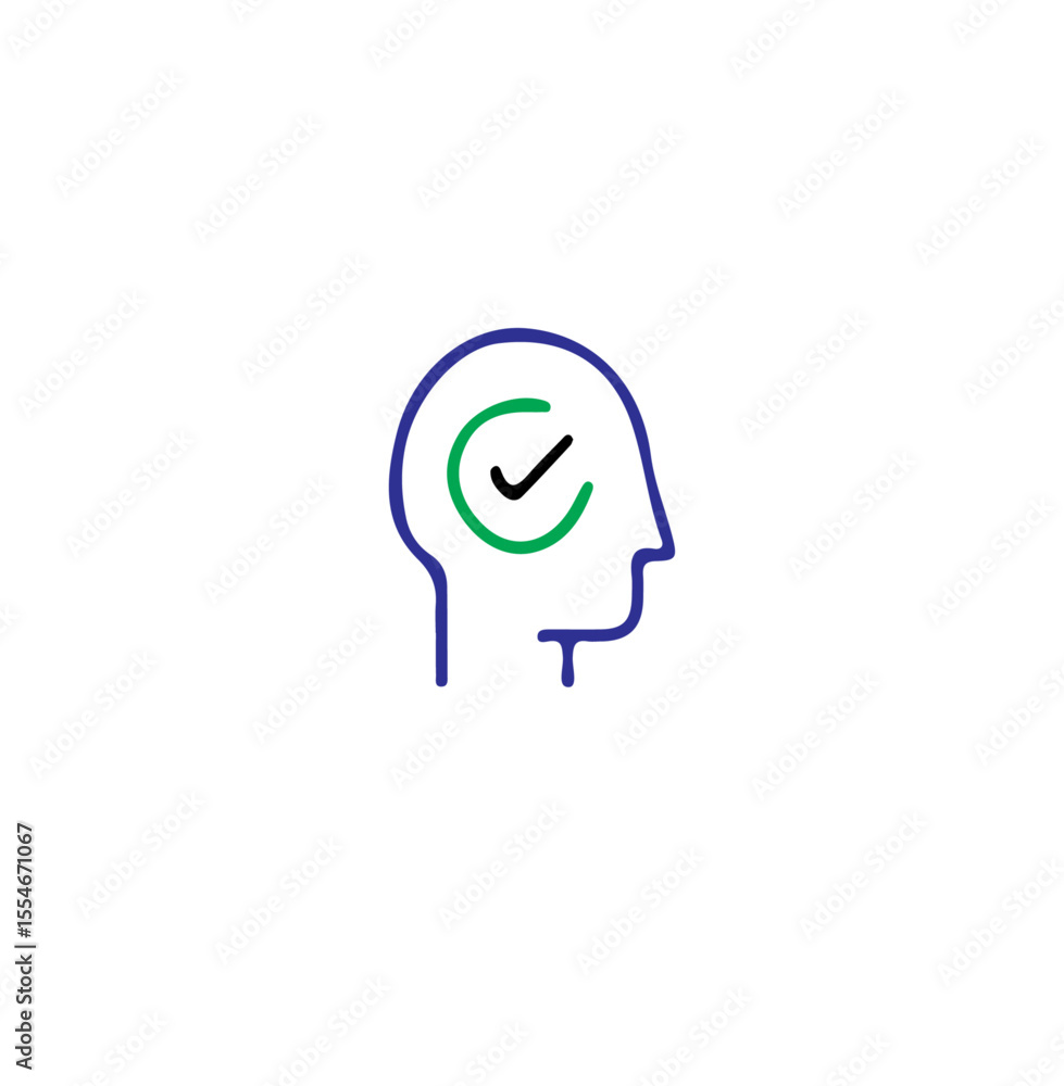 Poster a stylized head profile with a check mark inside the brain