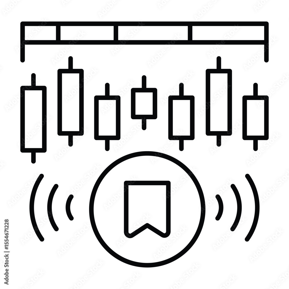 Poster network data with marker thin line icon, neural dataset concept. vector graphics. pump and dump toke