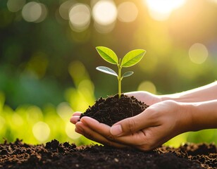Hope in Nature: Seedling Against Soft Bokeh Background