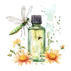 watercolor vector of Insect Repellent, isolated on a white background. © AMIDCO