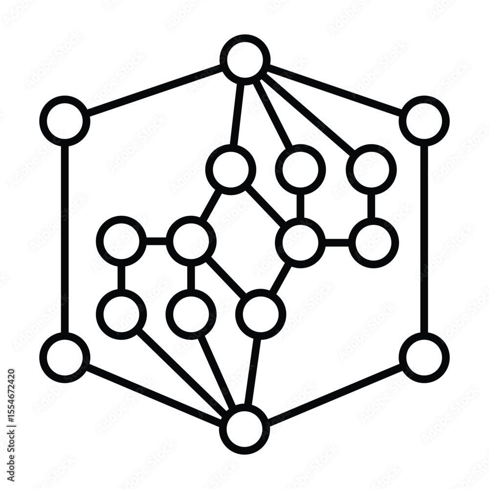 Aufkleber polygonal net grid thin line icon, neural network concept. vector graphics. data net cloud, deep lea