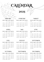 Calendar 2025