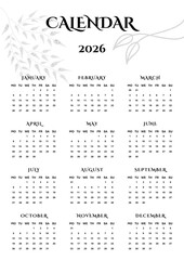 Calendar 2026