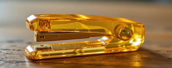Amber Translucent Stapler on Wooden Desk