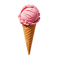 Strawberry Ice Cream In Waffle Cone, Generative AI
