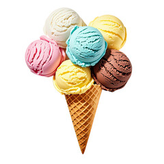 Rainbow Ice Cream In Waffle Cone, Generative AI
