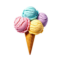 Rainbow Ice Cream In Waffle Cone, Generative AI