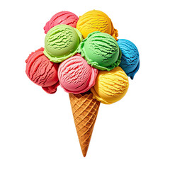 Rainbow Ice Cream In Waffle Cone, Generative AI