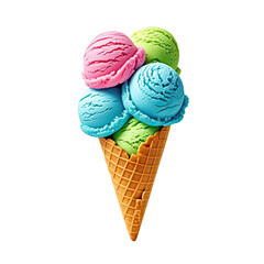 Rainbow Ice Cream In Waffle Cone, Generative AI