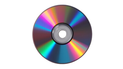 Isolated compact disc cd dvd rom with rainbow colors on white background for data storage media 100mm on transparent background
