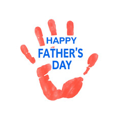 Red handprint celebrating fathers day isolated on a transparent background celebration