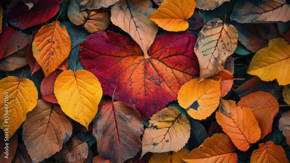 Poster a pile of fallen leaves scattered on the ground, often used as a decorative element or symbolizing c