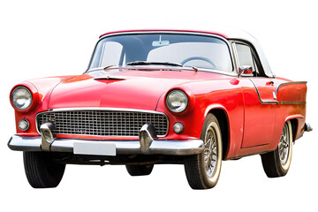 Red vintage convertible automobile isolated on a transparent background classic