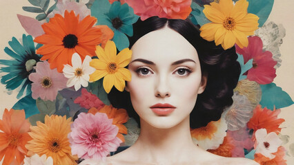 beautiful woman with flowers beauty skincare fragrance