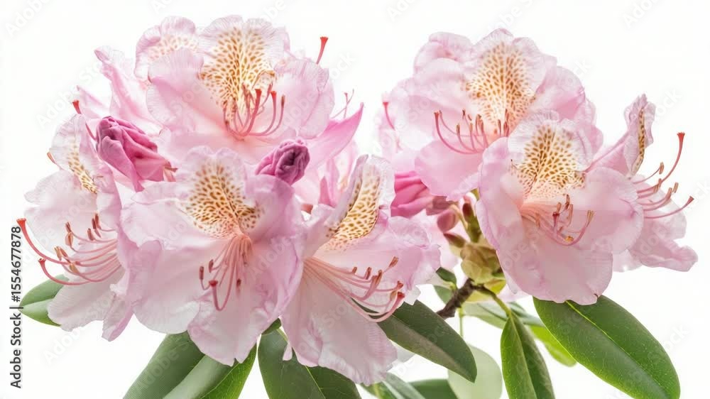 Poster a detailed view of a pink flower with green leaves, ideal for uses where you need to highlight the b
