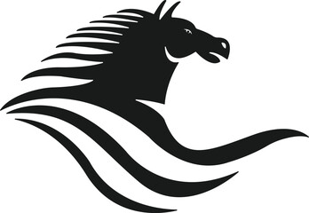 Dynamic Horse Illustration with Motion Lines - Stylized Horse Head with Flowing Mane - Creative Horse Symbol for Branding
