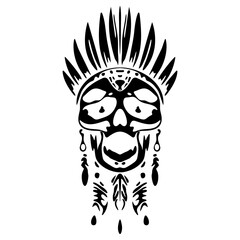 Indian tribal mask vector with skull silhouettes