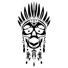 Indian tribal mask vector with skull silhouettes