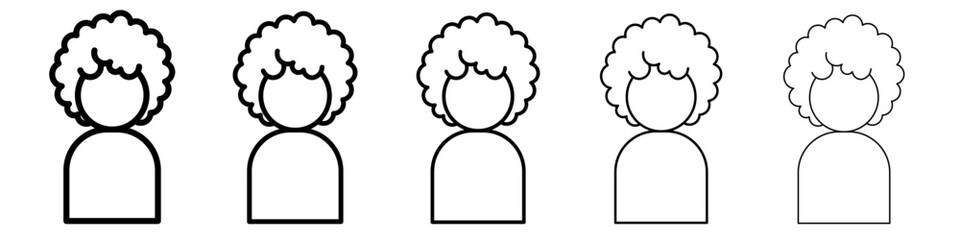 afro-american woman or girl icon flat simple outline logo