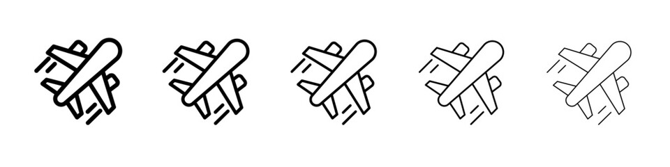 Airplane icon flat simple outline logo