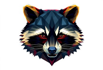 Abstract geometric raccoon head, multifaceted polygonal design ,  design,  animal